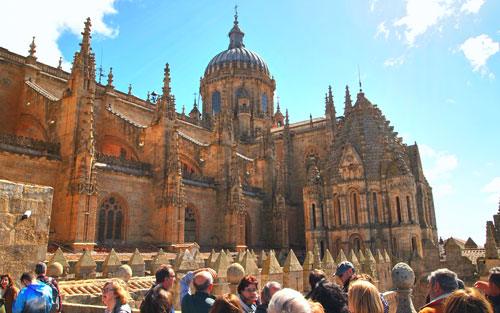 Clase práctica al aire libre en los tejados de la Catedral de Salamanca Clase práctica al aire libre en los tejados de la Catedral de Salamanca