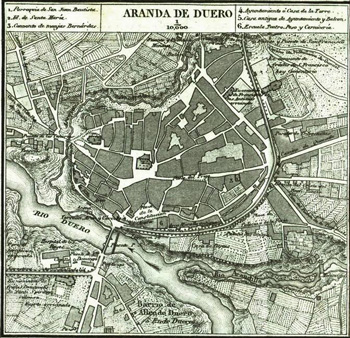 Mapa de Aranda de Duero (1868), por Francisco Coello