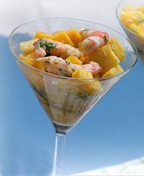 Salpicón de lentejas con naranjas y gambas Salpicón de lentejas con naranjas y gambas