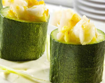 Calabacines rellenos de Bacalao Noruego fresco Calabacines rellenos de Bacalao Noruego fresco