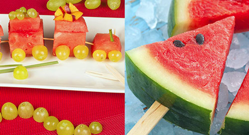 Tren elaborado con uvas y sandia Tren elaborado con uvas y sandia