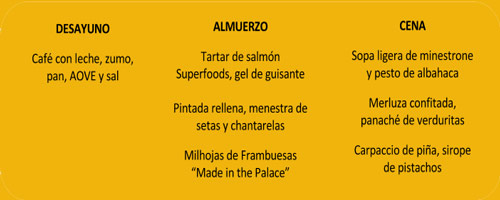 Menú elaborado por José Luque, Chef Ejecutivo del Hotel The Westin Palace Menú elaborado por José Luque