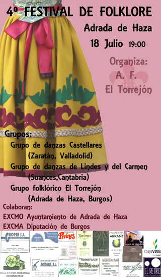 Cartel anunciador del evento Festival de Folklore en Adrada de Haza
