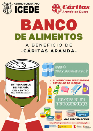 5ª Recogida de Alimentos de ICEDE a beneficio de Cáritas Aranda