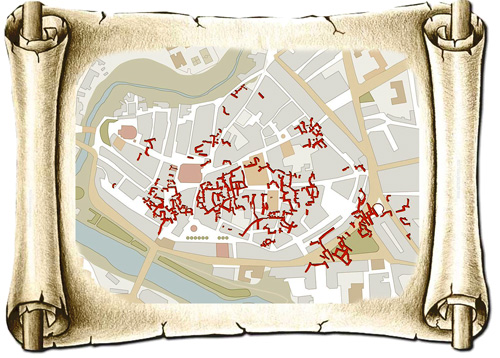 Infografía: Merche Abad. Plano Bodegas subterráneas de Aranda de Duero Infografía: Merche Abad | Plano Bodegas subterráneas Aranda de Duero
