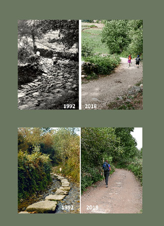 1. Calzada histórica suprimida en As Calzadas (Sarria, Lugo) | 2. Poldras (pasos de invierno) sepultadas en obras de "mejora" en Peruscallo (Sarria, Lugo) 1. Calzada histórica suprimida en As Calzadas (Sarria, Lugo) | 2. Poldras (pasos de invierno) sepultadas en obras de "mejora" en Peruscallo (Sarria, Lugo)