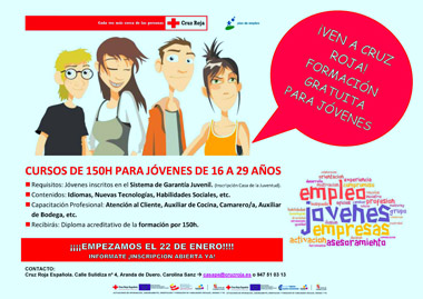 Cruz Roja formará a jóvenes entre 16 y 29 años Cruz Roja formará a jóvenes entre 16 y 29 años