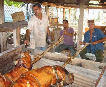 Cerdo asado típico del Caribe