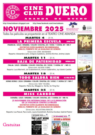 Cine Club Duero estrena su programación de noviembre con cinco citas y dos sesiones especiales