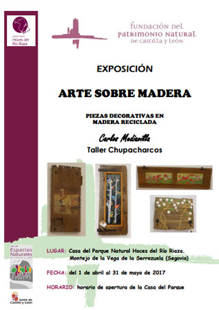 Exposición de piezas decorativas en madera reciclada.