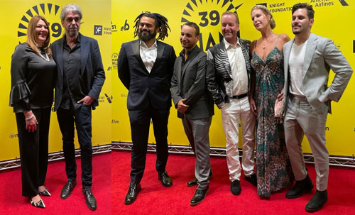 39 Edición del Festival de Cine de Miami Fernando León de Áranoa (The Good Boss), Robert Requejo Ramos y Pedro Gómez (South Beach Shark Club)