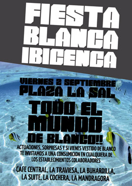 Cartel de la fiesta blanca ibicenca
