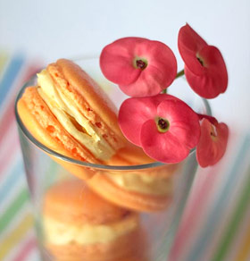 Crema de fruta de la pasión con trozos de mango