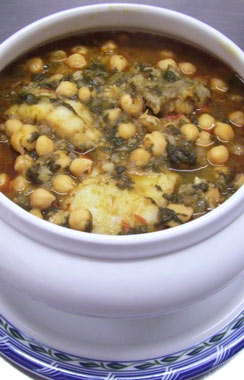 Potage de garbanzos con bacalao