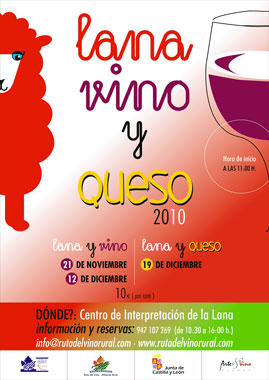 Cartel Lana, vino y queso