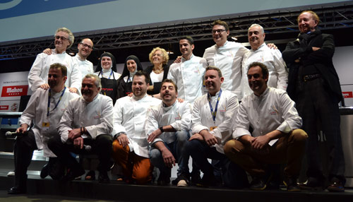 Manuela Carmena junto a las hermanas de Belorado y los Chef participantes Primera jornada de Madrid Fusión
