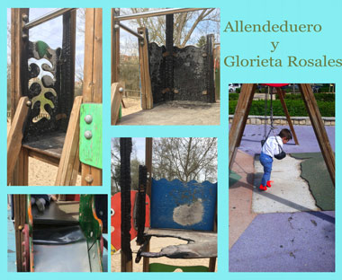 Estado de los parques infantiles en Glorieta Rosales y Allendeduero