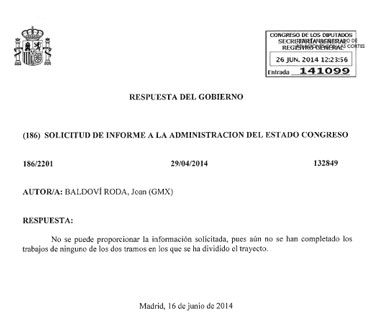 Respuesta del Gobierno Respuesta del Ministerio de Fomento