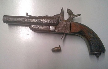 Pistola Lefaucheux con munición