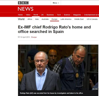 El medio británico reproduce el momento de la detención de Rodrigo Rato El medio británico reproduce el momento de la detención de Rodrigo Rato