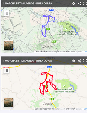 Ruta corta de 47 Km y ruta larga de 75 Km. Ruta larga de 75 Km y ruta corta de 47 Km.