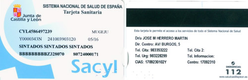 Nueva Tarjeta Sanitaria. Anverso y Reverso