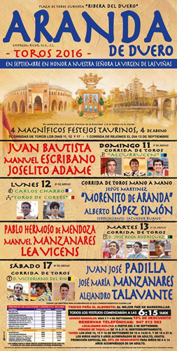 Cartel de Toros 2016 Cartel de Toros 2016